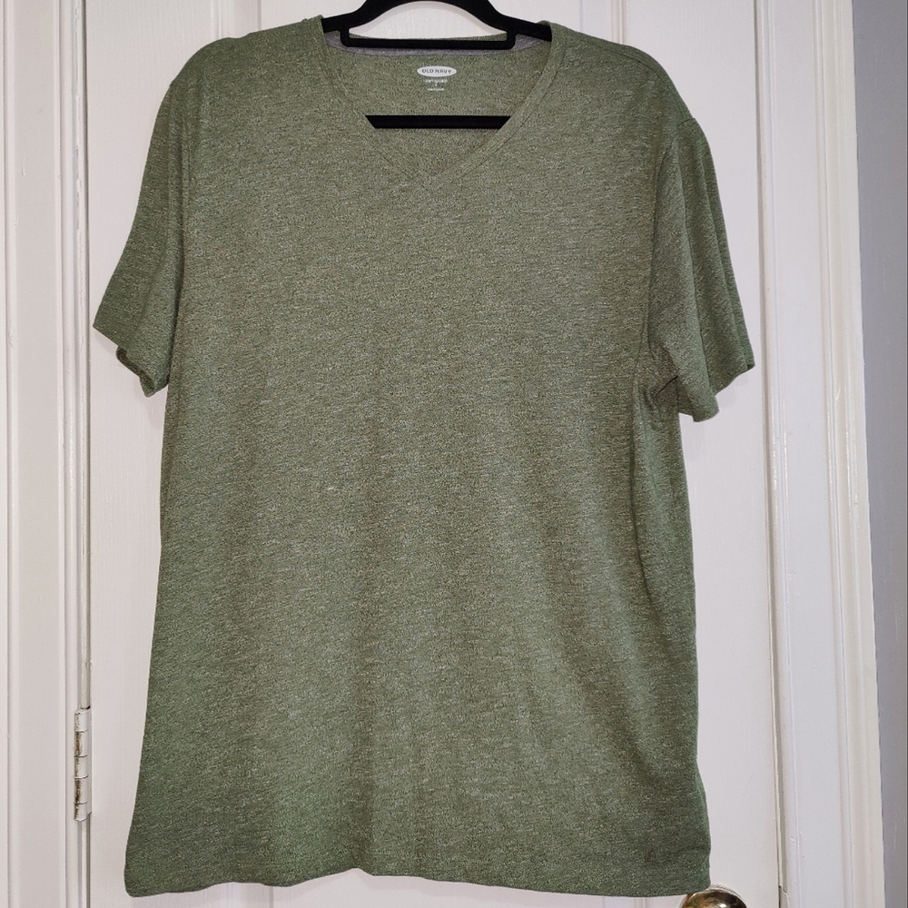 Soft Washed Heather Green V-Neck Tee